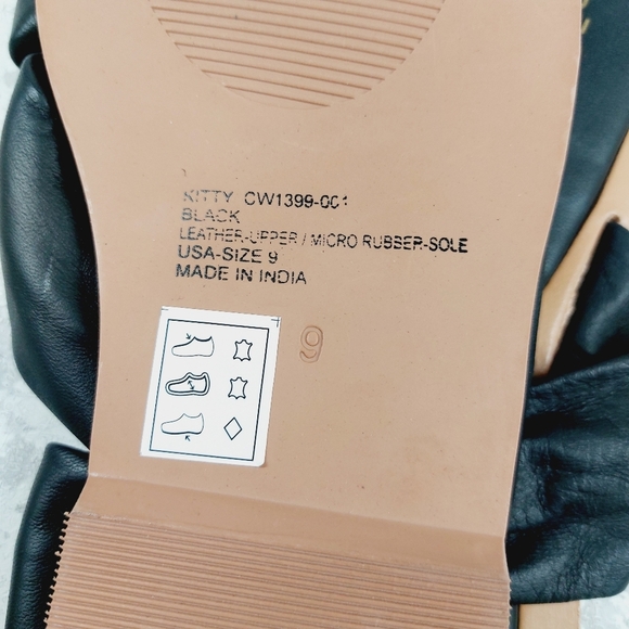 New CREVO Kitty Bow Leather Slide Sandal In Black K874 - Picture 9 of 9